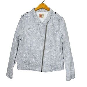 Ruff Hewn Womens Long Sleeve Gray White Full Zip Jacket Size‎ M